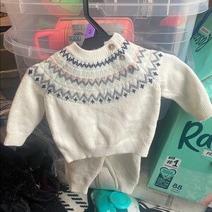 Cat & Jack White and Blue Knit Baby Sweater